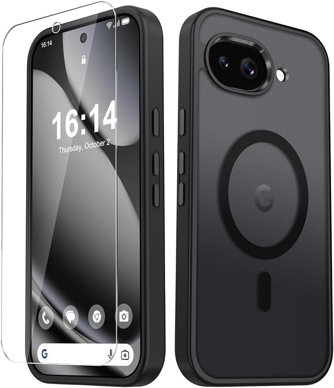 for Google Pixel 10a Case, Matte Magnetic Phone Cover, Black — rugged case for google pixel accessories