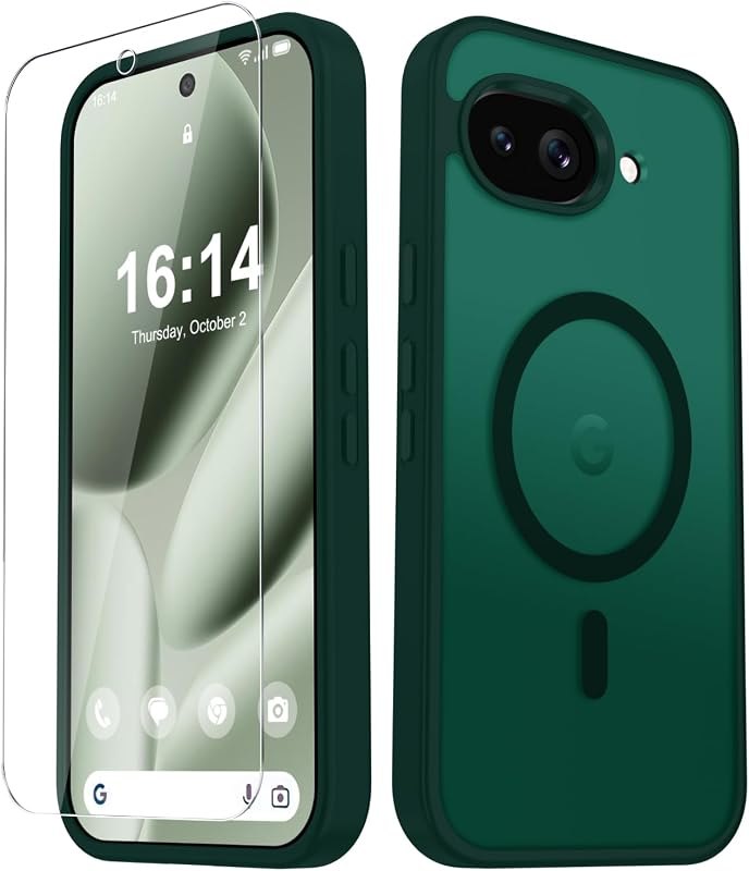 for Google Pixel 10a Case, Matte Magnetic Phone Cover, Dark Green — rugged case for google pixel 10a accessories