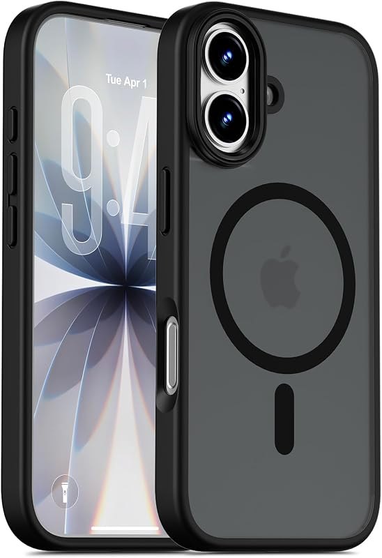 Magnetic for iPhone 16 Case, Translucent Matte, Black — case for iphone 16e accessories