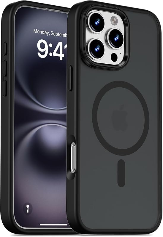 Magnetic for iPhone 16 Pro Case, Translucent Matte, Black — rugged case for iphone pro case