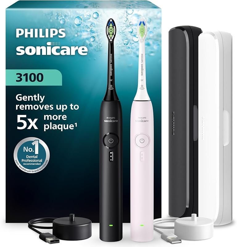 Philips Sonicare 3100 Series Electric Toothbrush - Sonic Toothbrush, Pressure Sensor, 3 Intensities, EasyStart