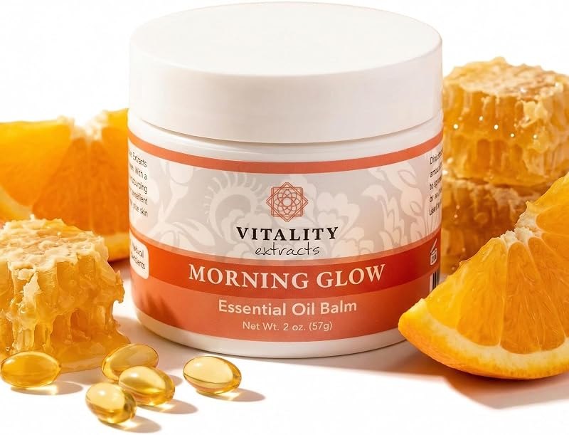 Vitality Extracts Morning Glow Essential Oil Balm - 2oz, Beeswax, Vitamin E, Radiant, Daily Skin Hydration, All Skin