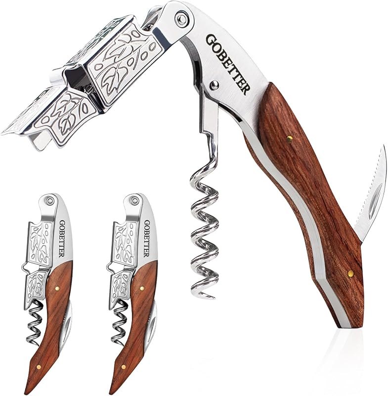 3 Pcs Wine Opener, Waiter Corkscrew Wine Key for Servers, Classic Rosewood — waiters corkscrew for waiters corkscrew