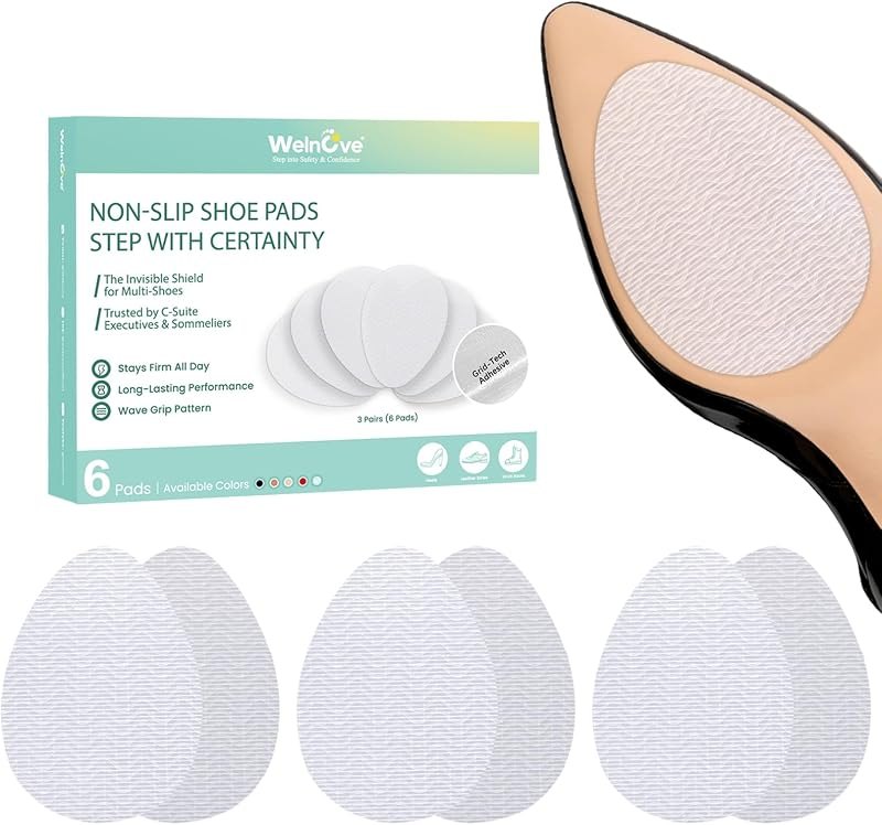 Anti Slip Shoe Sole Protector - Welnove 6 Pcs Non Slip Pads for Leather Shoes, High Heels - Self Adhesive Shoe Grips