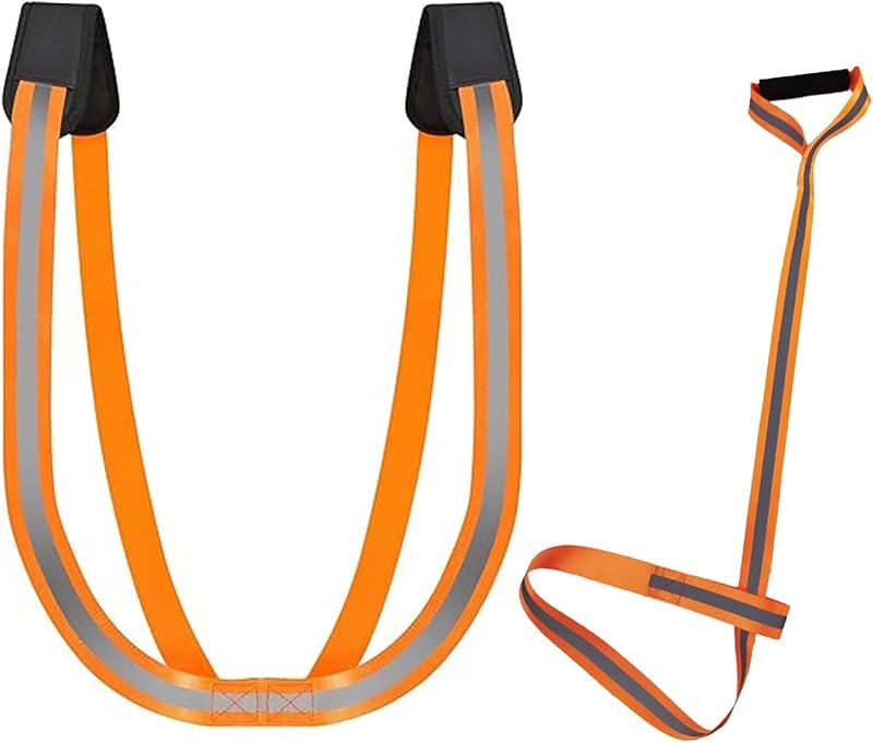 Deer Drag Strap and Harness, Heavy Duty Deer Dragging Rope with Reflective Strip, Soft Handle and Widen Shoulder