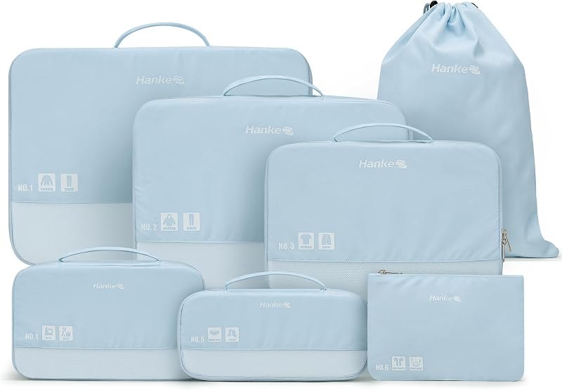 Expandable 7‑Piece Luggage Set — Packing cubes, bottles, and travel a for packing cubes bottles travel