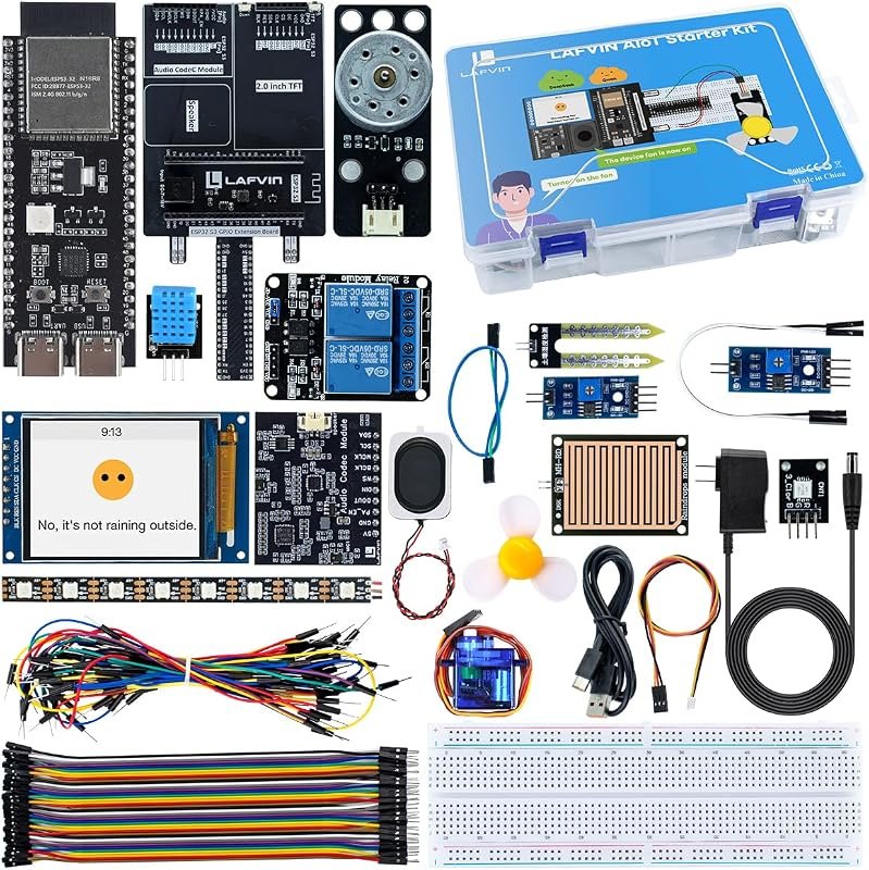 LAFVIN AIoT Starter Kit, ESP32-S3 AI Voice Control Electronics Starter Kit, DHT11 Temperature Humidity Sensor, Servo
