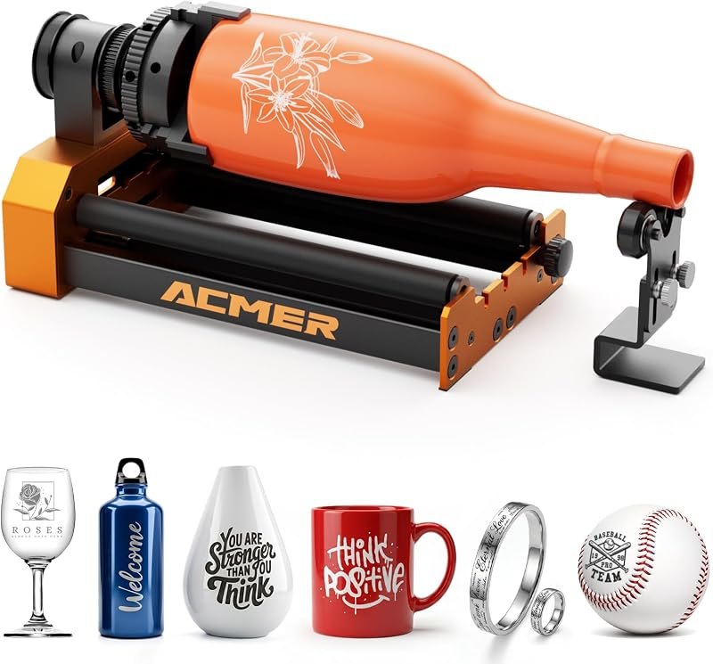 ACMER M4 Laser Rotary Roller, 360° Y-Axis Rotary Attachment for Laser Engraver, 3 — laser rotary attachment for laser