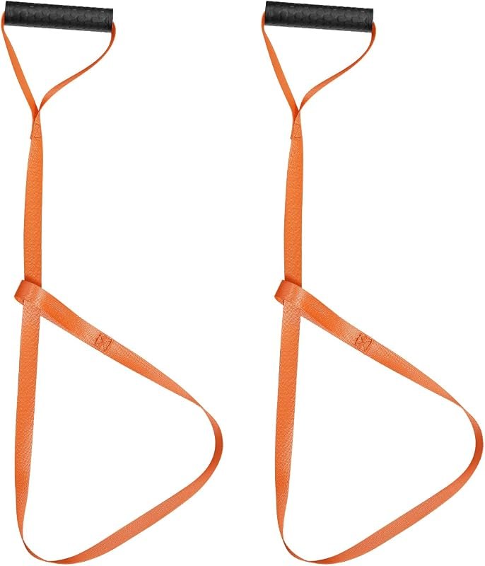 2pcs Deer Drag Harness, Orange Deer Puller Sled Rope with Self-Lock Loop and Easy-to-Grip Handle Deer Pull Strap