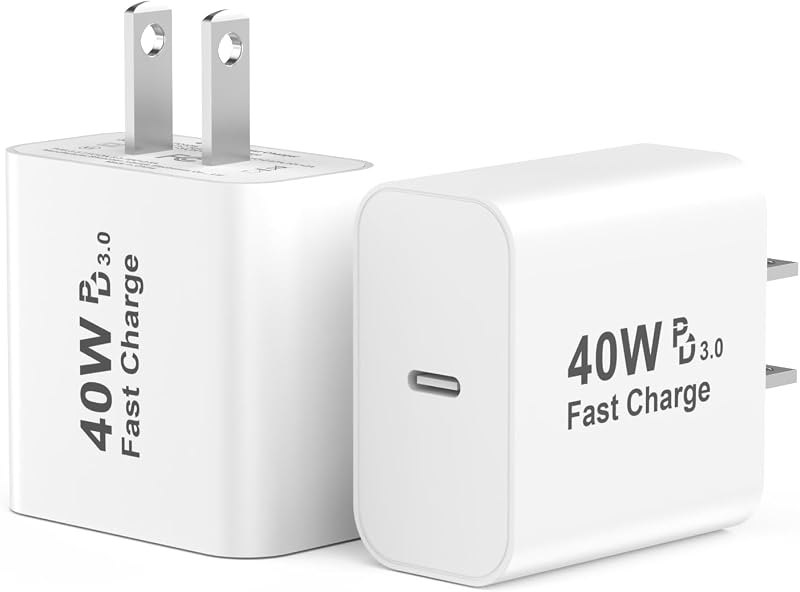 40W USB C Charger Block, 2 Pack iPhone 17 16 15 Charger Block Brick, White — charger for iphone pro max charger