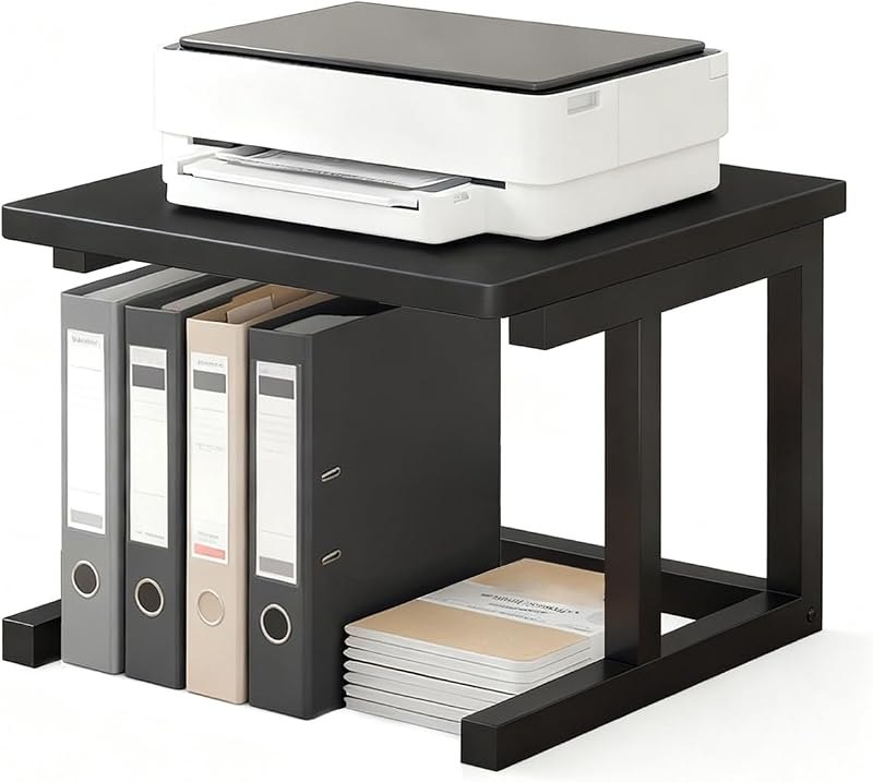 Desktop Printer Stand, 15.7″x 15.7″ 2-Tier Large Printer Shelf fit 3D Laser Printer/Scanner/Fax Machine, Industrial
