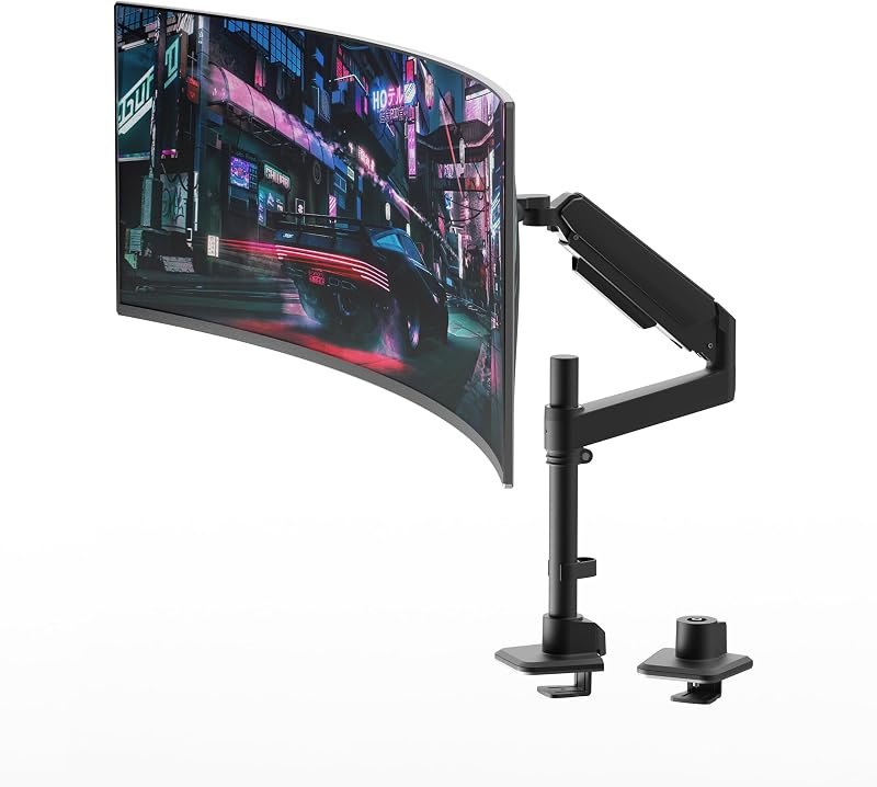 Single Monitor Arm for 17-49 Inch Ultrawide Screens, Single Monitor Mount Heavy Duty up to 44lbs, Adjustable Vertical