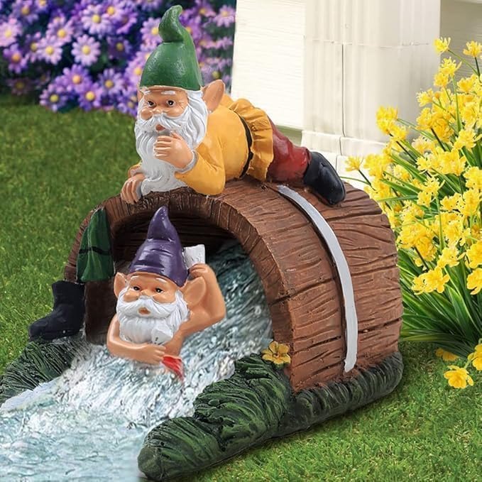 Gnome Sculpture Gutter Diverter Rain, Decorative Gutter Downspout Extension — rain downspout extender for rain