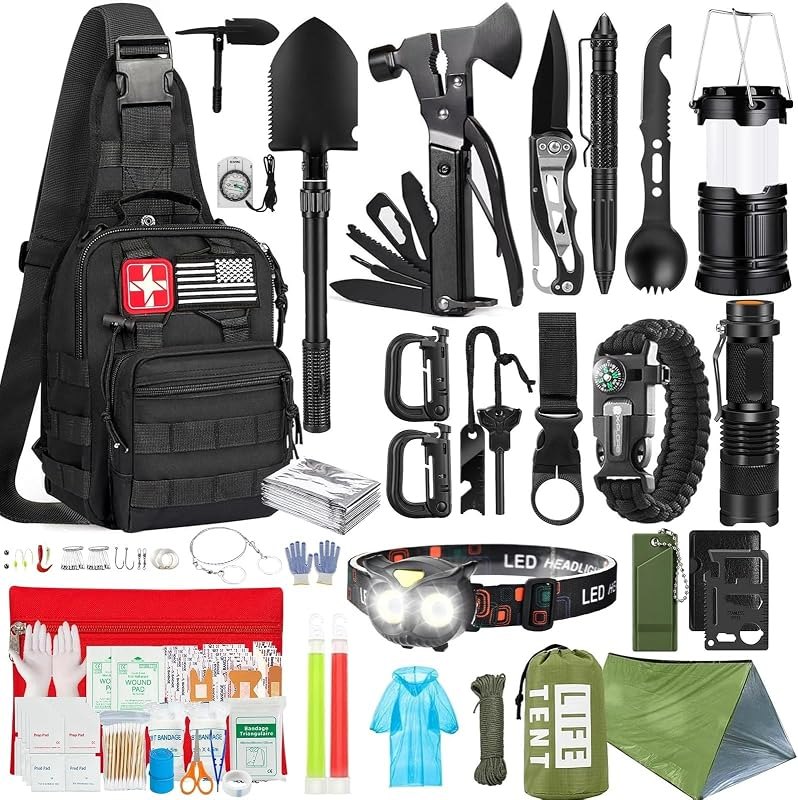 Survival Kit, 294 Pcs Survival Gear Emergency Supplies First Aid Kit — Camping, hiking, and backyard gear t for