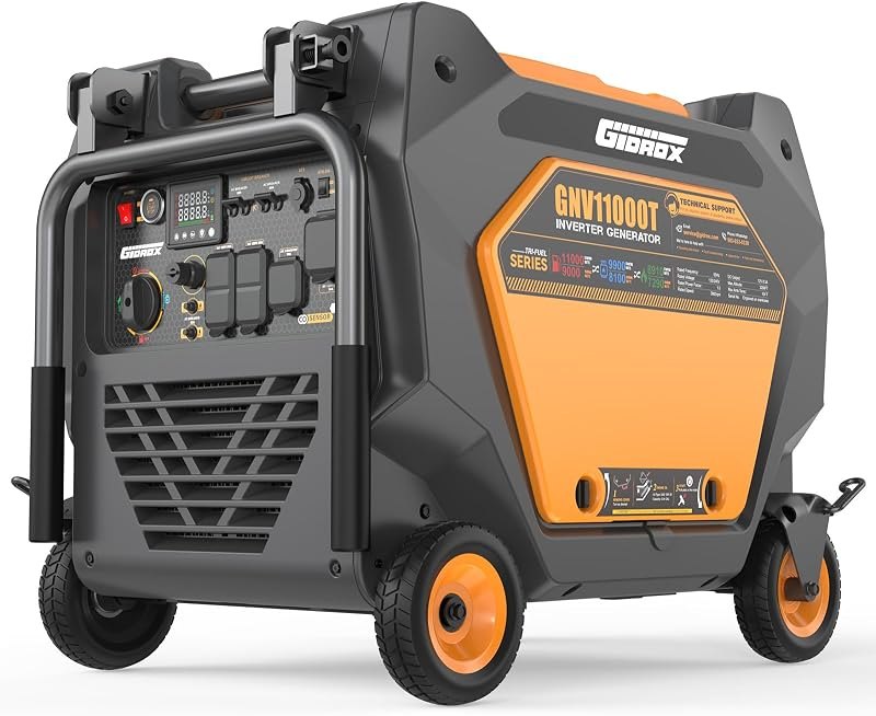 11000W Tri-Fuel Inverter Generator (Gas, Propane, Natural Gas), Quiet, 50A Outlet, ATS Ready, Low THD Safe for