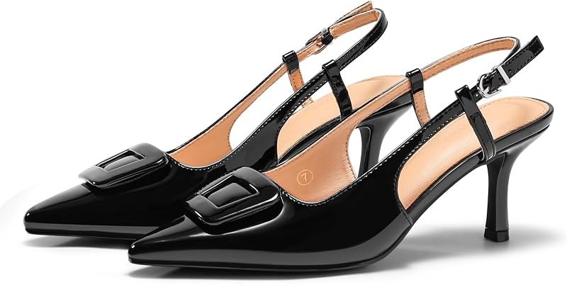 Womens Slingback High Heels Closed Pointed Toe Pumps Ankle Strap Work Dress Shoes — Heels and Dress Shoes for heels