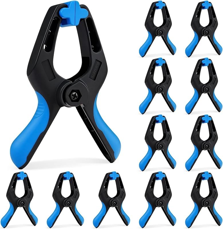12 Pack 4 inch Heavy Duty Spring Clips, Plastic Spring Clamps for Woodworking, Backdrop Stand, Pool Cover