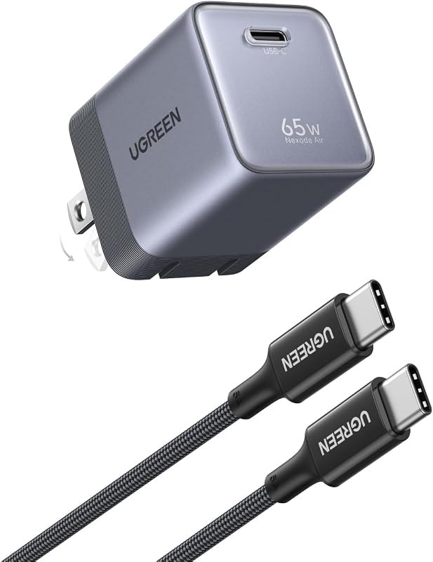 UGREEN Nexode Air 65W USB C GaN Charger Block with 3.3ft Cable, Black — 65W GaN charger for 65w gan charger