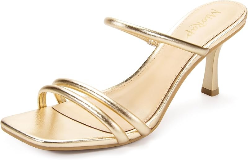 Heels for Women Square Open Toe Strappy Mules Women's Heeled Sandals Summer Dressy Comfort Sexy Shoes Weeding Party —