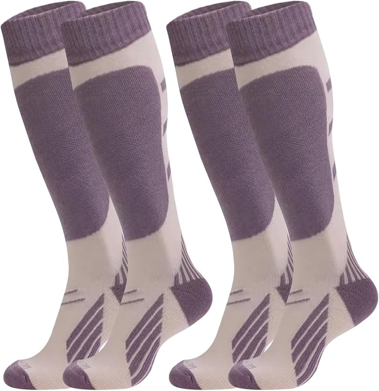 Merino Wool Ski Socks for Men & Women,Thermal Winter Warm Thick Knee High Snow Socks for Skiing — Adult Compression