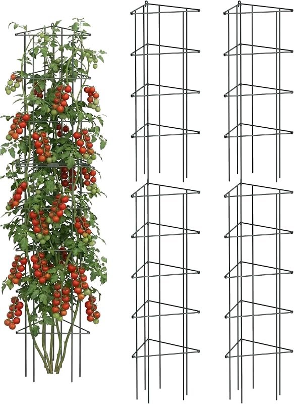 Vego 3-Panel Tomato Cage for Garden & Pots, Rust-Resistant Tomato Stakes Plant Cage Trellis Support for Climbing