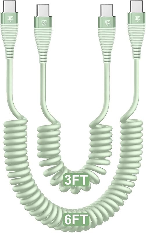 USB C to C Cable 3FT+6FT 2Pack Coiled USB C Fast Charging Cable for CarPlay — car charger for iphone charger