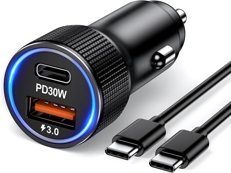 Penemay Car Charger USB C Car Phone Charger, Multi Port Cigarette Lighter Car Adapter for iPhone 17 16 15 Pro
