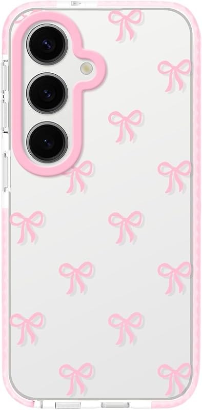Dumkery Cute Phone Case for Samsung Galaxy S24 Plus, Bow Aesthetic Pattern Cases, Soft Clear TPU Shockproof Bumper