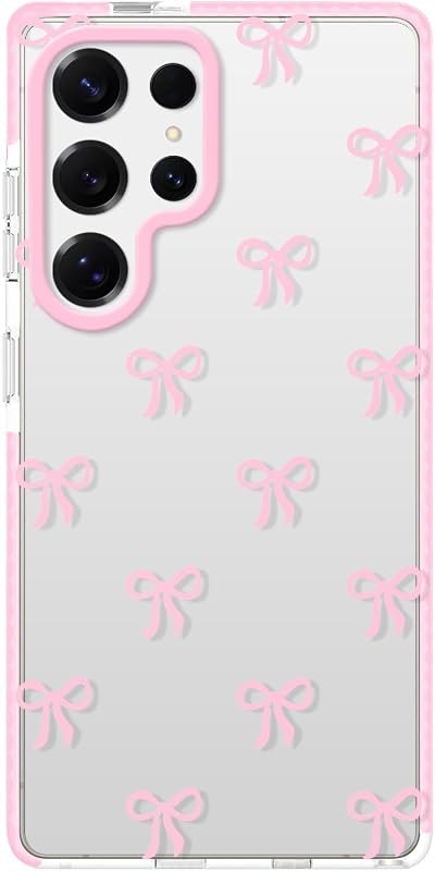 Dumkery Cute Phone Case for Samsung Galaxy S25 Ultra, Bow Aesthetic Pattern Cases, Soft Clear TPU Shockproof Bumper