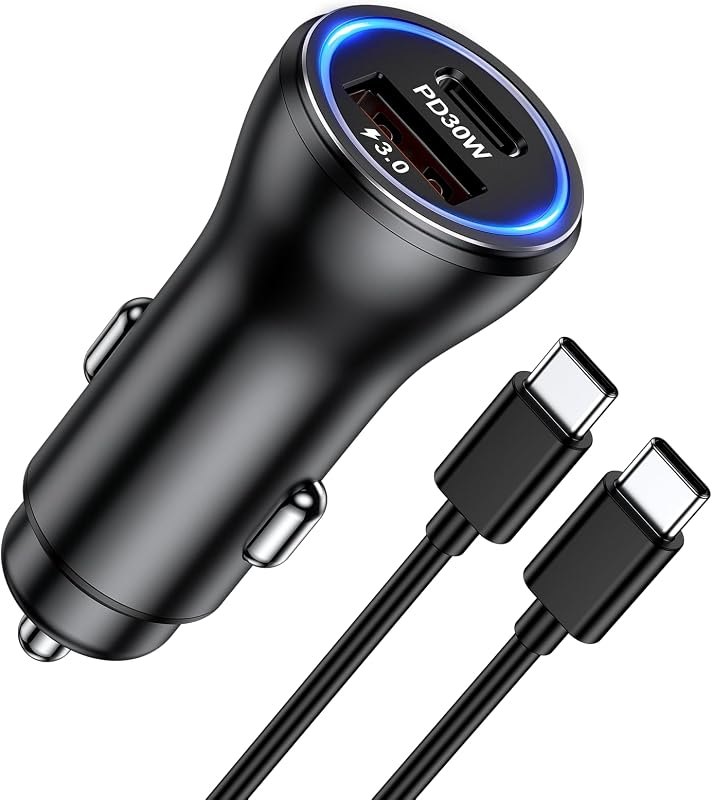 Penemay Car Charger USB Car Phone Charger, Dual Ports Car Adapter for iPhone 17 16 15 Pro Max/14/13/iPad,Samsung