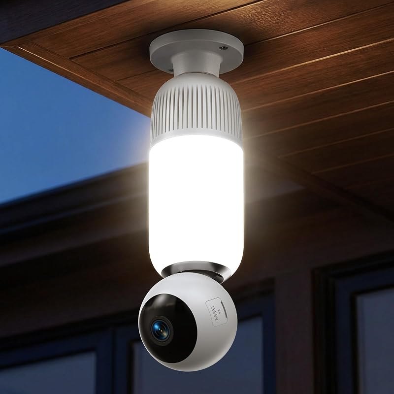 2K Light Bulb Security Cameras Outdoor Indoor - 355° Manual Pan — Plugs, cameras, lights, and small ho for plugs
