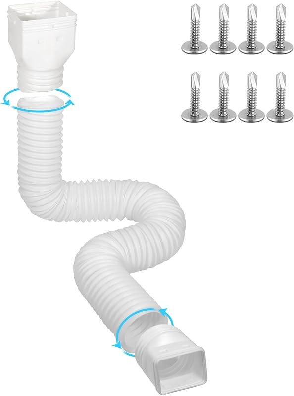 1 Pack Gutter Downspout Extensions for Rainwater Drainage, 4” Diameter Thickened Flexible Downspout Extender