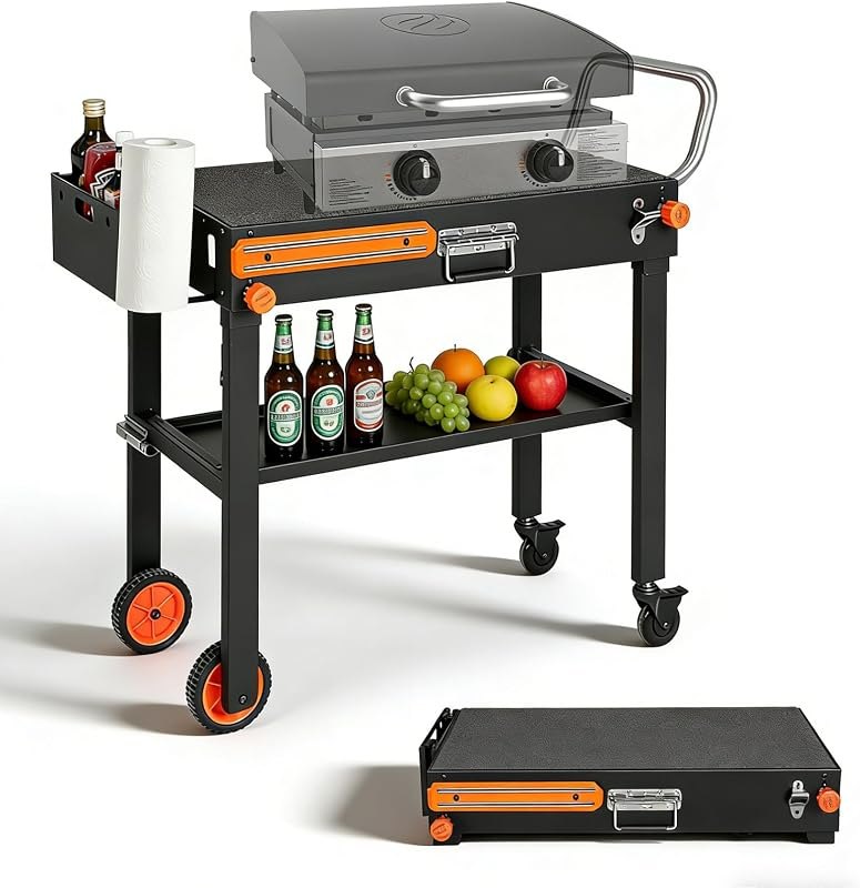 Foldable Heavy-Duty Grill Cart, Blackstone Stand Compatible with Blackstone 17/22”Griddle, Grill Table Designed for