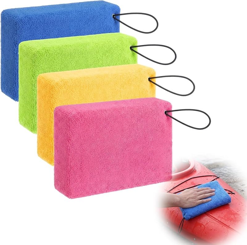 4 Pieces Kayaks Sponge Yellow Blue Green Rosy Ayaking Water Absorbing Bilge Sponges for Canoeing Rowing Boating Easy