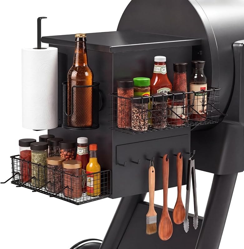 13 Pcs Magnetic Grill Caddy with Bins, BBQ Organizer, Smoker Accessories — bbq organizer bin amazon for bbq organizer