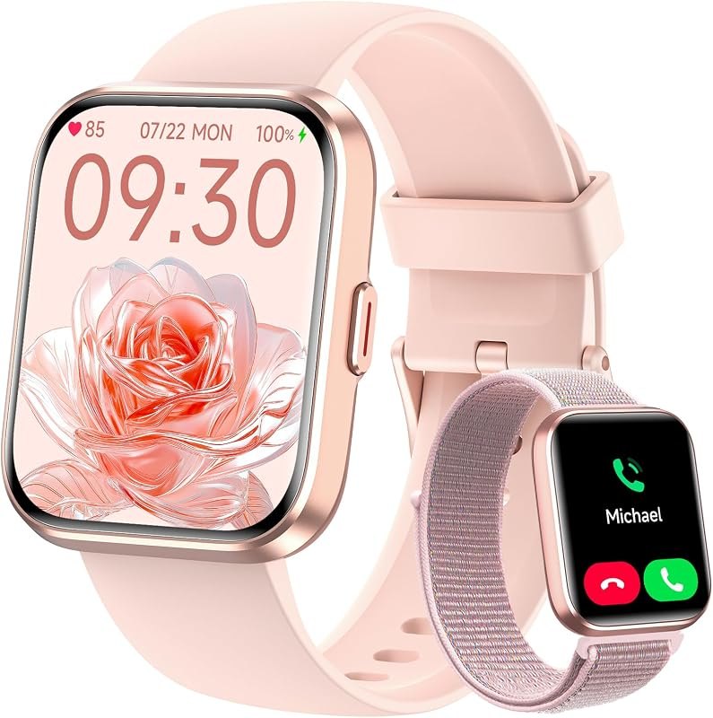 Smart Watches for Women, 1.8" Touch Screen Fitness Tracker for Android & iPhone, Answer/Make Calls, Alexa Built-in