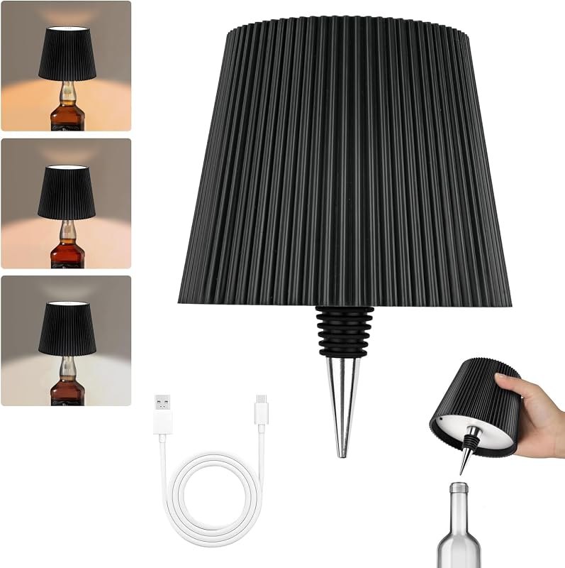 Milumber Wireless Bottle Lamp Shade, LED Liquor & Wine Bottle Top Lamp — wine work light for wine work light
