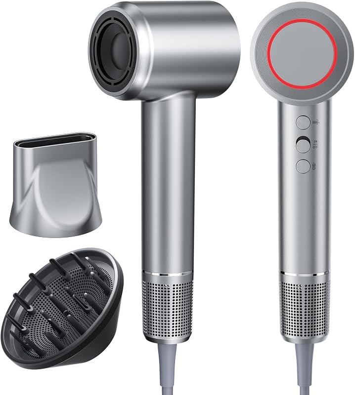 Hair Dryer with Diffuser, 200,000 RPM High-Speed Ionic Blow Dryer, Quiet — lightweight blow dryer for lightweight blow