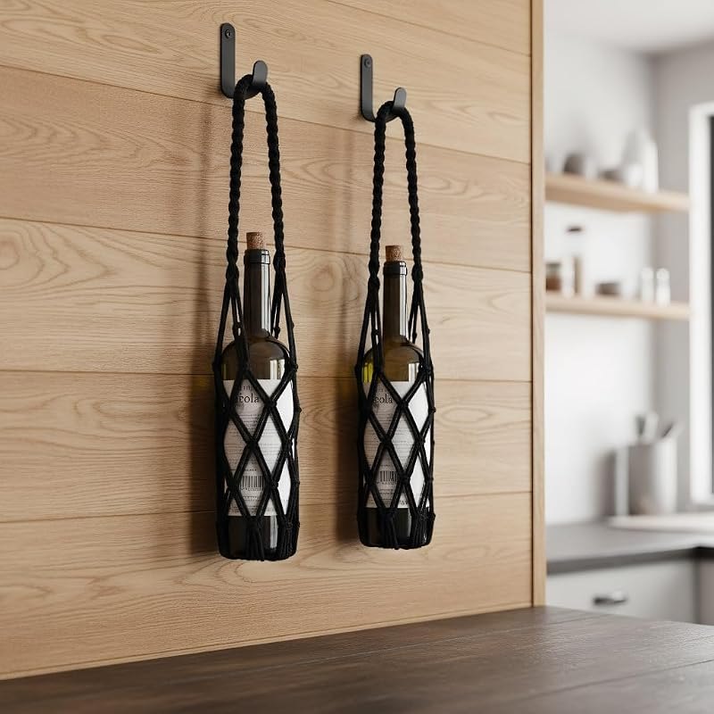 2-Pack Wine Bottle Hanging Strap, Chic Macrame Handmade Bottle Holder, Wine Portable Carrier Strap, Boho Handmade