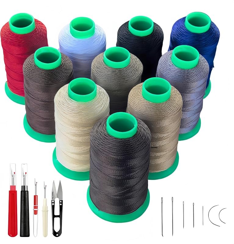 Sissewpro UV Resistant Upholstery Thread Heavy Duty for Hand Sewing Kit or Machines,10 Colors Pack 138 Thread 1oz