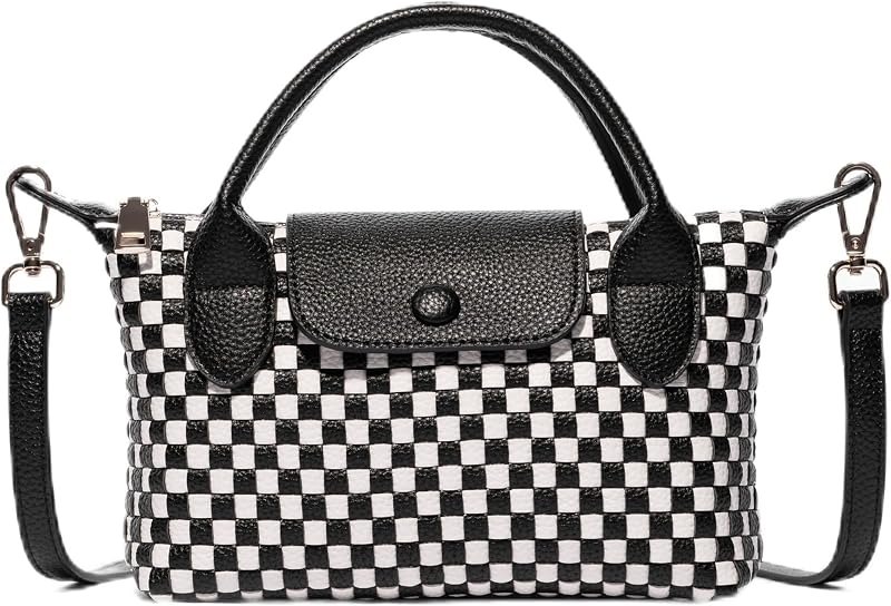 Small Woven Crossbody Bags for Women - Vegan Leather Mini Shoulder Purse & Cute Handbag - Y2K Dumpling Tote — mini