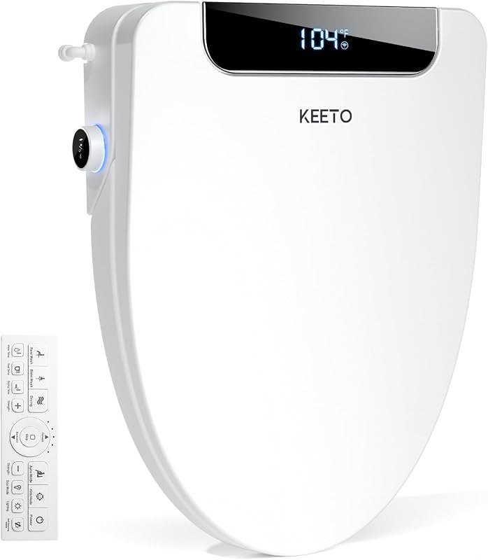 Smart Bidet Toilet Seat Elongated, KEETO Electric Bidet, B01V — best non-electric bidet for non electric bidet