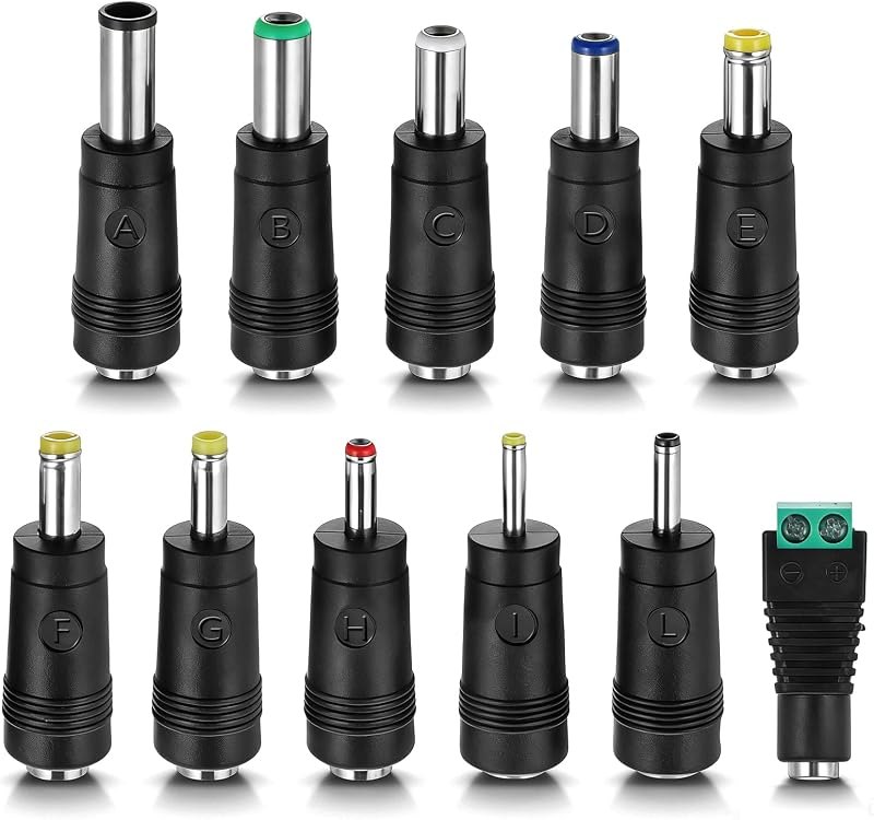 11 Pc Power Adapter Plug,Universal DC Power Adapter Plug Kit,Connector Tip — Plugs, cameras, lights, and small ho for