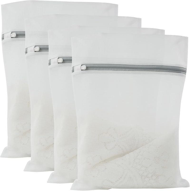 4 Pack Mesh Laundry Bags - Delicates Wash Bags for Sweaters, T-Shirts and Pajamas, Reusable Laundry Bags with Durable