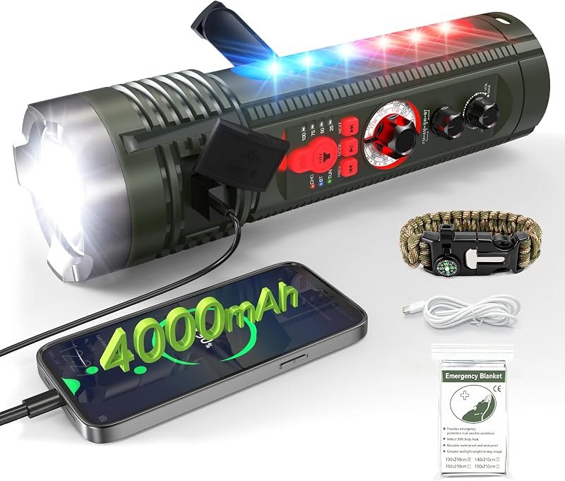 Emergency Crank Radio with AM/FM/SW, Portable Flashlight Radio — Alarms, blankets, and emergency radi for alarms