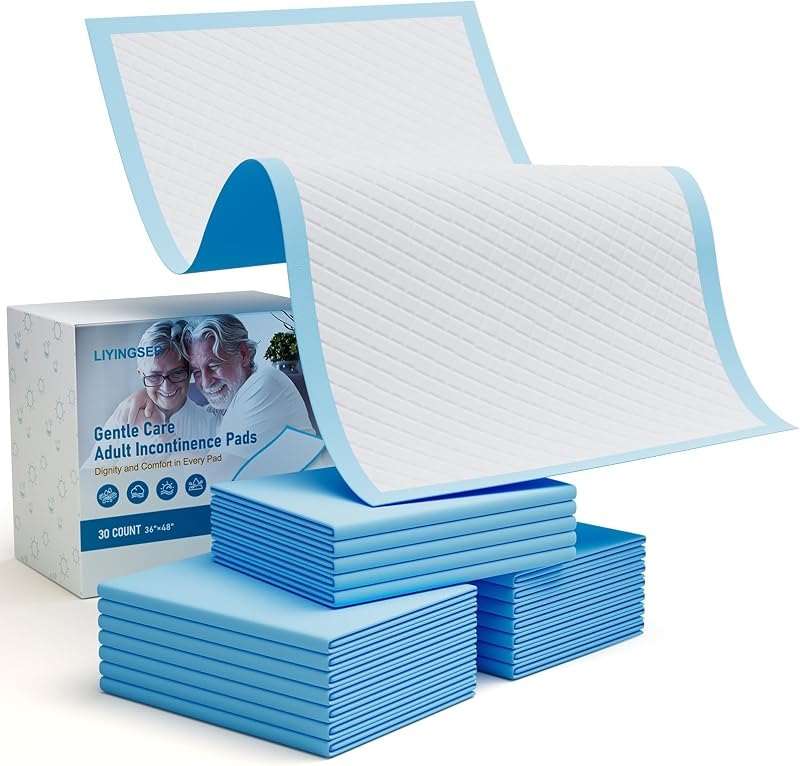 Bed Pads Disposable Adult 36"x48" 30 Count, Extra Large Heavy Duty Incontinence Underpads, Ultra Absorbent & Leakproof