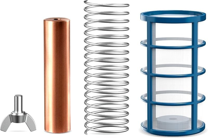 Enhulk Copper Anode Replacement Kit Solar Ionizer, 25mm Enhanced Thickened Copper Rod, Spring, Filter & Stainless