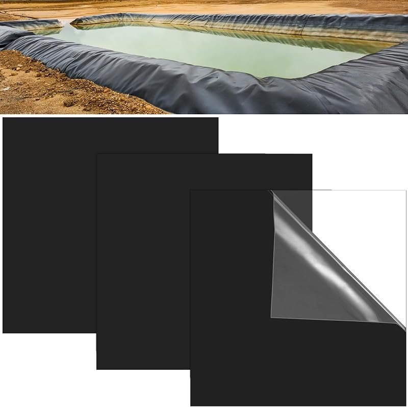 3 Pcs 12 x 12 Inches Large Pond Liner Repair Patch Self-Adhesive EPDM Liner Repair Patch Kit Thickened EPDM Pond Liner