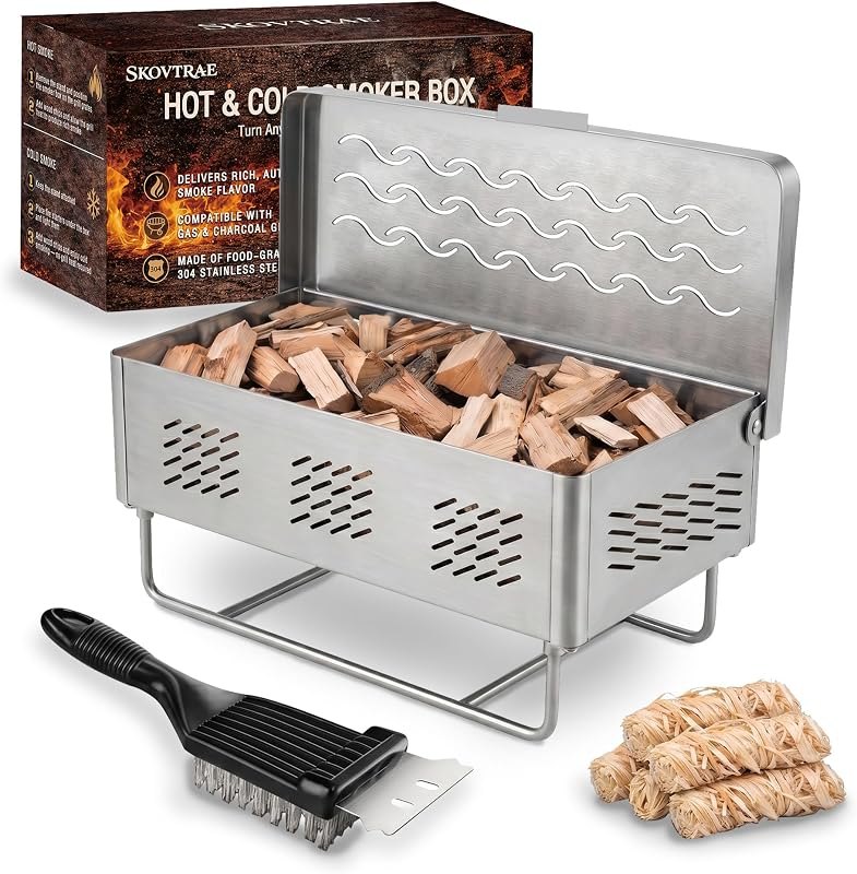 Hot & Cold Smoker Box, 304 Stainless Steel BBQ Grill Smoke Box — best bbq smoker box for bbq smoker box