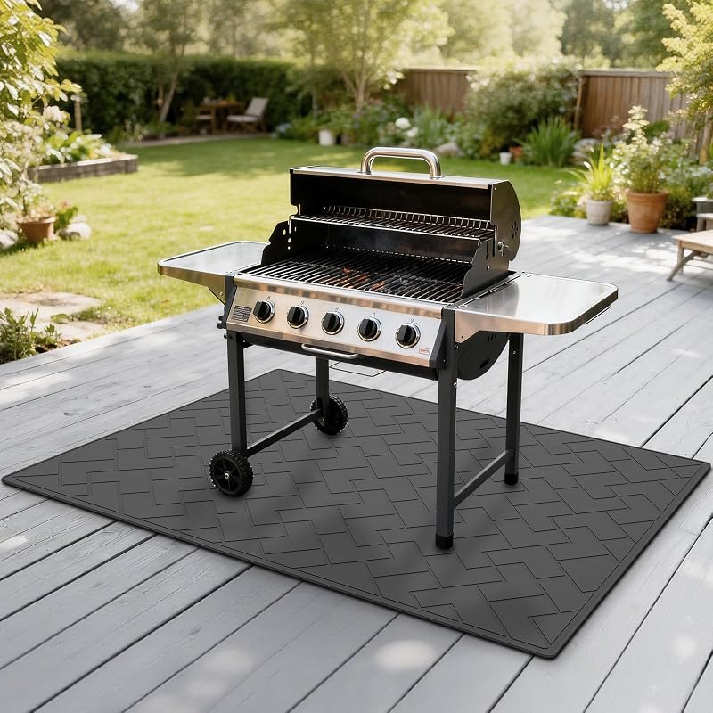 66" x 49" Heavy Duty Grill Mat for Outdoor Grill, BBQ Mats & Under Grill Mat for Patio Deck Protection, Waterproof
